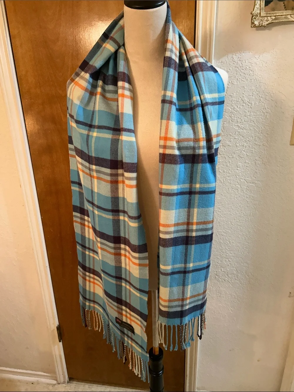 Blue Plaid Cashmere scarf. In great condition.
